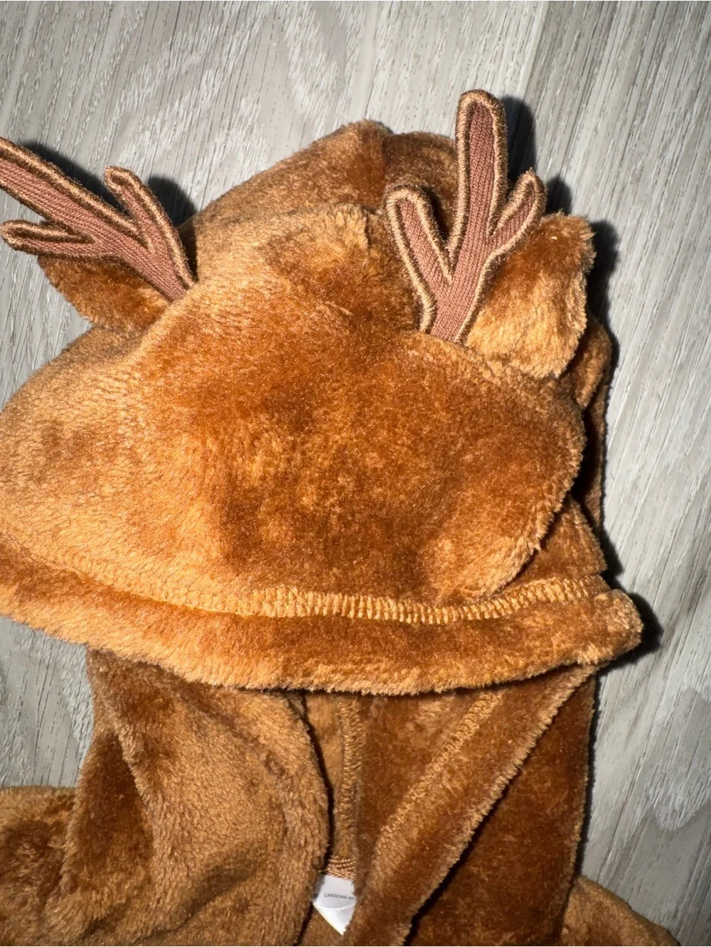 Carter's Plush Brown Hooded Zip-Up Romper